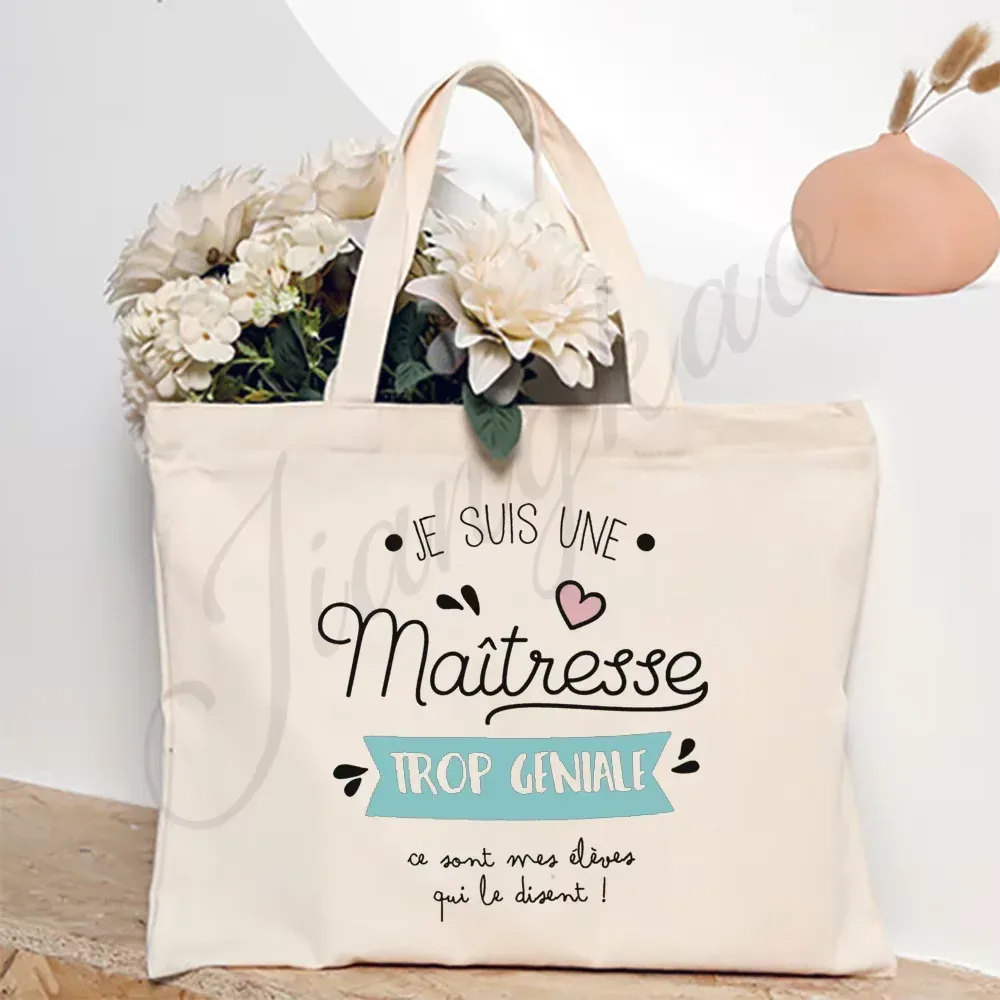 merci enseignant français impression femmes sac à bandoulière toile sacs à provisions femmes sacs à main sac fourre-tout réutilisable meilleurs cadeaux pour maitresse