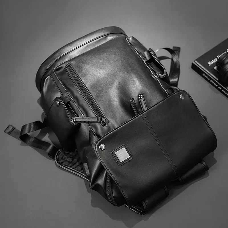 sac à dos de chargement usb en cuir de luxe pour hommes, sac à dos pour ordinateur portable de 14 pouces, sac à dos de voyage de grande capacité, haute qualité