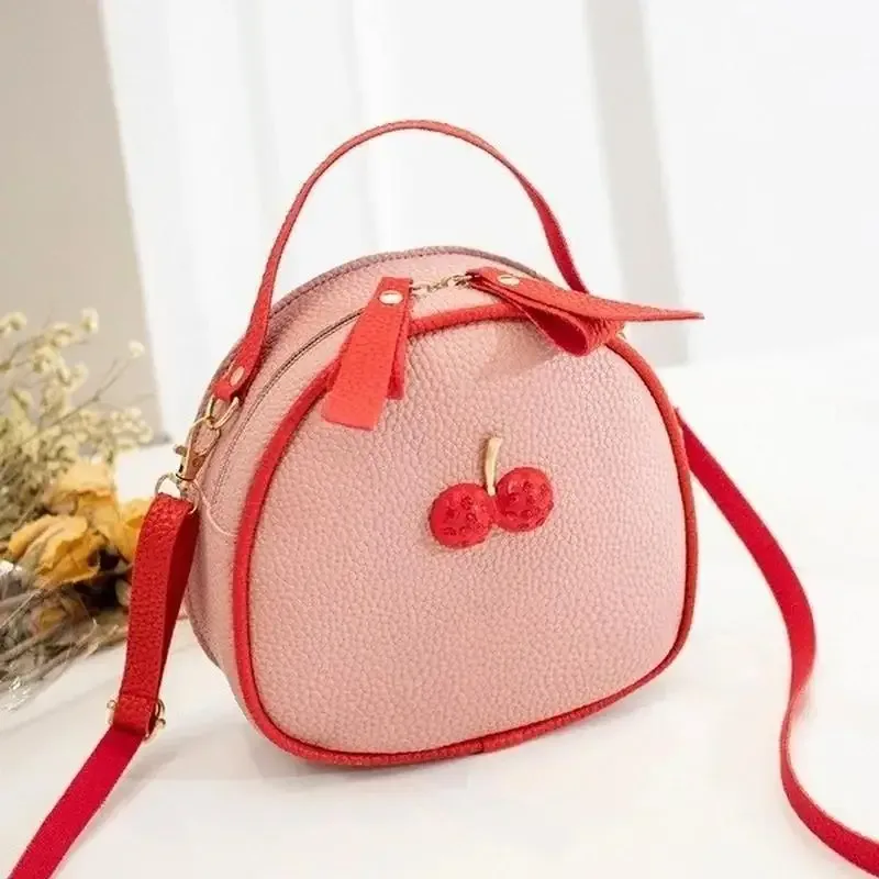 mode cerise modèle doux filles petit sac rond sac à main simple décontracté étudiant mini voyage sac à dos sacs à main sacs à bandoulière