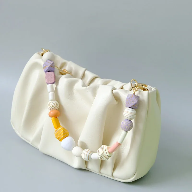 accessoire de sac en bois coloré pour femme, partie de perles en résine, bracelet décroissant pour les mains, sangle de coque de téléphone, poignée de remplacement, joo, nouveau