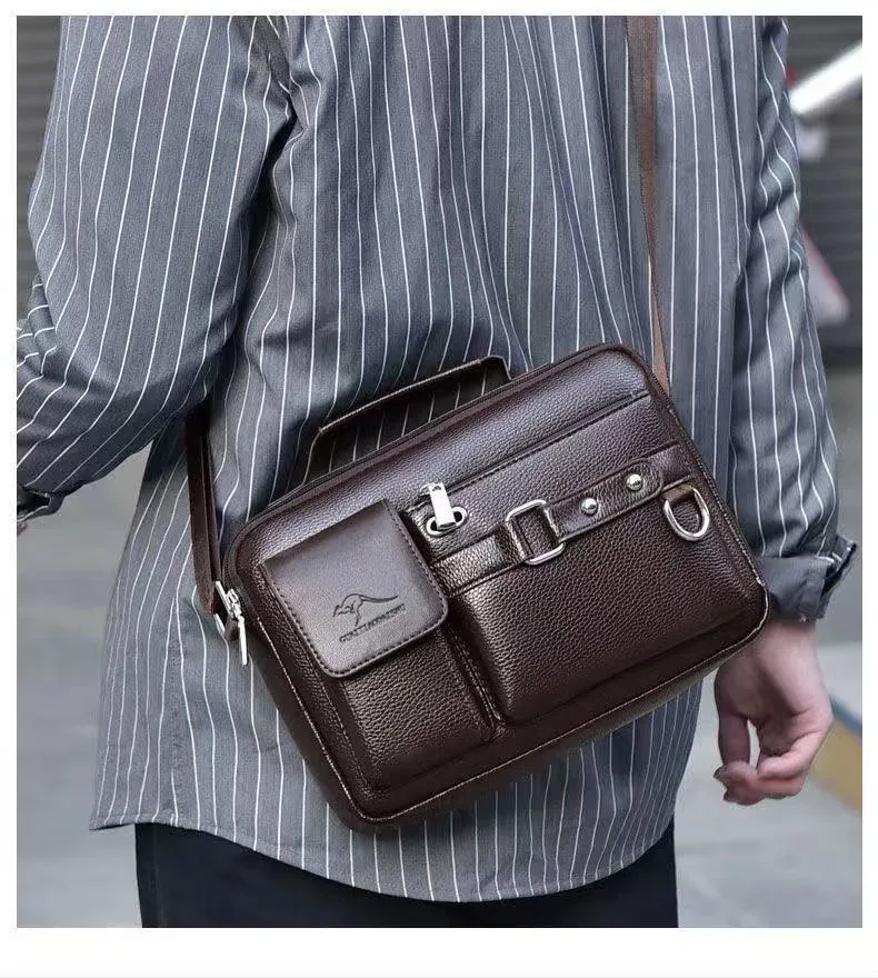 sac messager rétro pour homme avec design imperméable, grande capacité, sacoche pour ordinateur portable pour le travail de bureau, les voyages et l'école