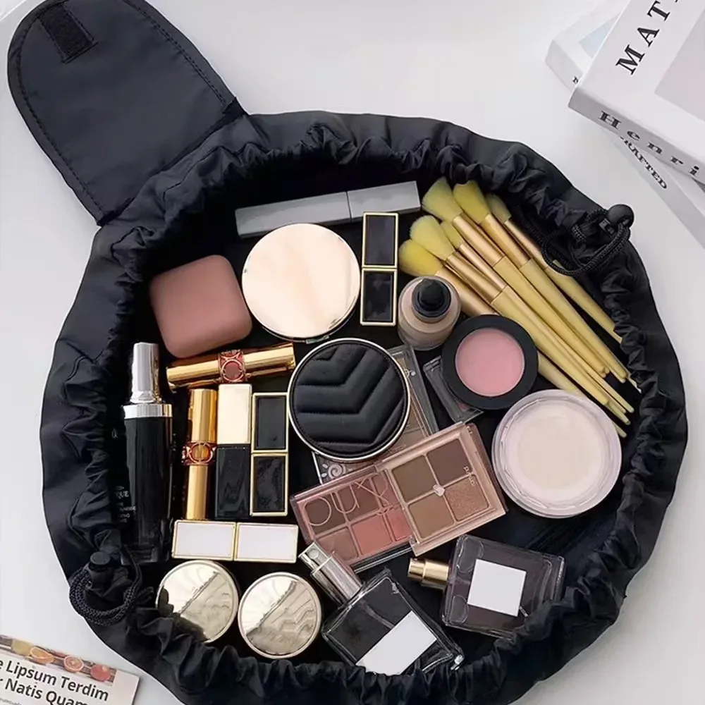 sac à cosmétiques à cordon de serrage pour femmes, sac de rangement de voyage, organisateur de maquillage, pochette de maquillage portable, étui de beauté étanche