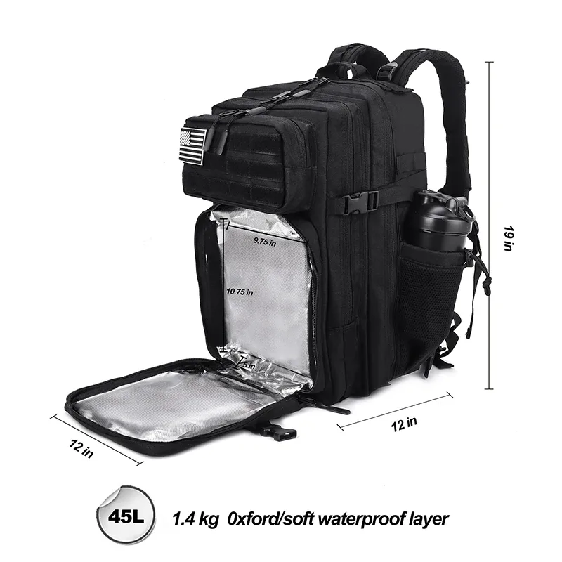 sac dos oxford université noir poche bouteille bandoulière ajustable compartiment ordinateur pockets supplémentaires usage sport fitness