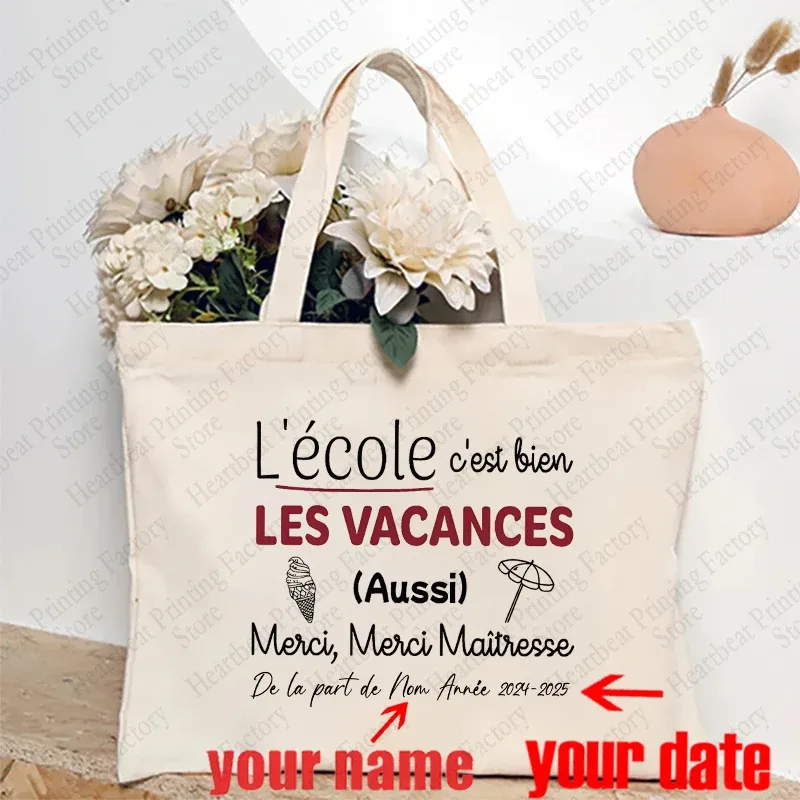 sac fourre-tout d'appréciation floral personnalisé pour enseignants avec nom personnalisé - sac à bandoulière cadeau éducatifs cadeaux de fin de l'année scolaire