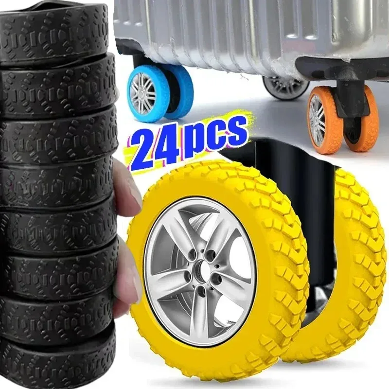 protecteur de roues de bagages en silicone, 2 à 24 pièces, roulettes, chaussures, valise de voyage, réduit le bruit, accessoires de couverture de protection de roue