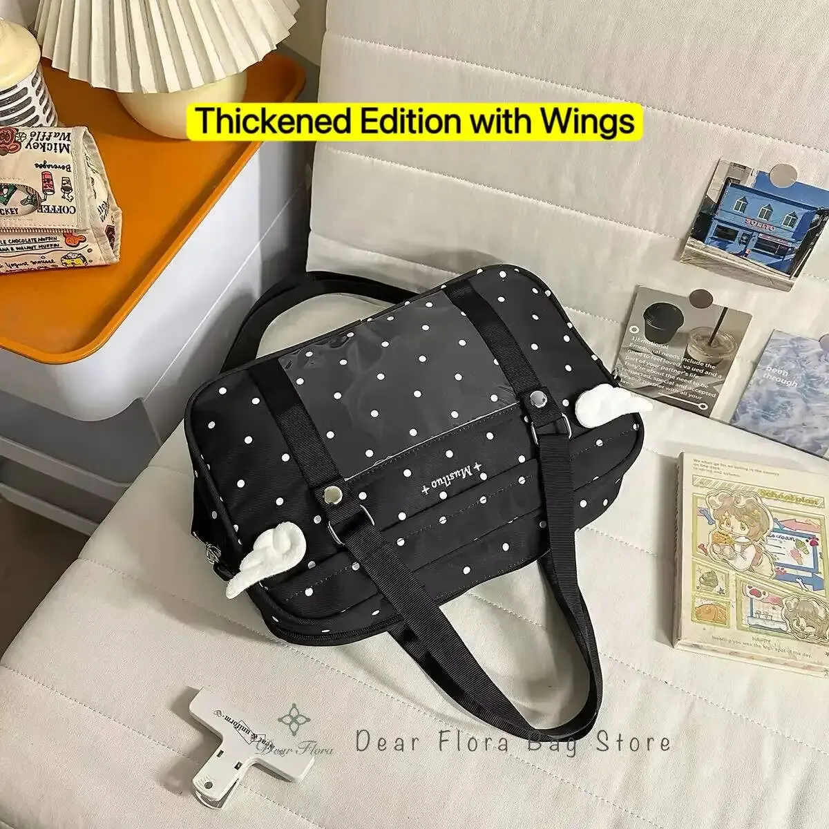 sac à bandoulière y2k anime convention à pois, sac bandoulière 2d, sac transparent mignon pour fille, sac messager otaku diy pour exposition de bandes dessinées