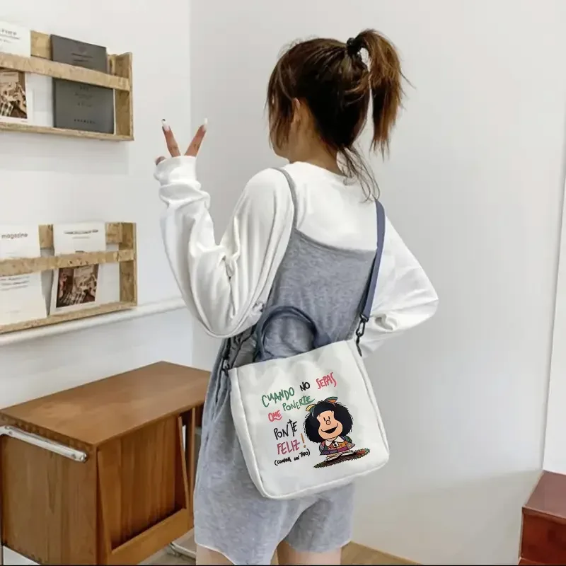 sac à main en toile imprimée pour femmes, 1 pièce, sac à bandoulière léger et réutilisable, sac à bandoulière de grande capacité pour étudiants, fourre-tout de voyage