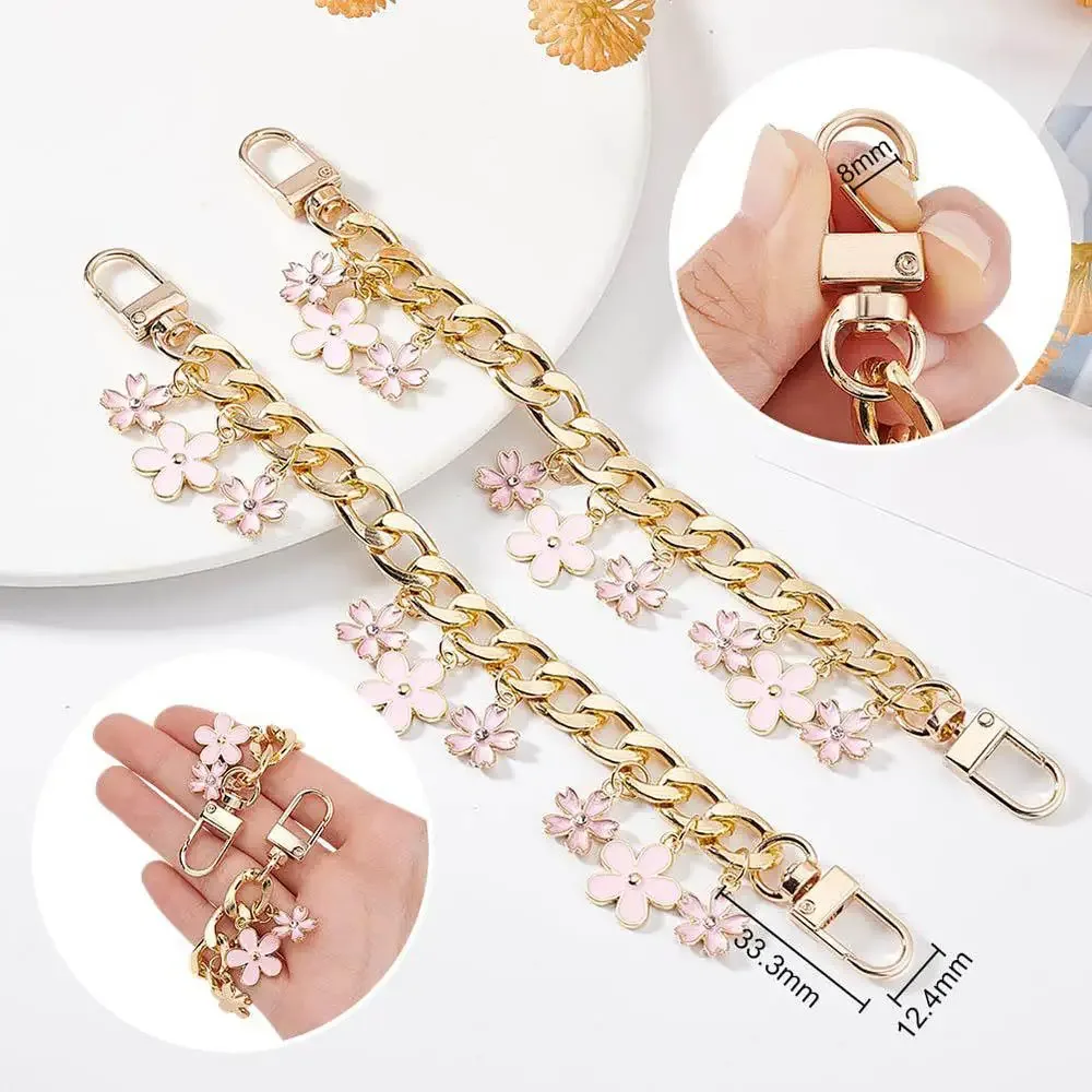 sac en fleurs de cerisier, pendentif, chaîne, nœud en forme de cœur, émail, breloque pour téléphone, chaîne, sangle d'extension, accessoires de sac à bandoulière