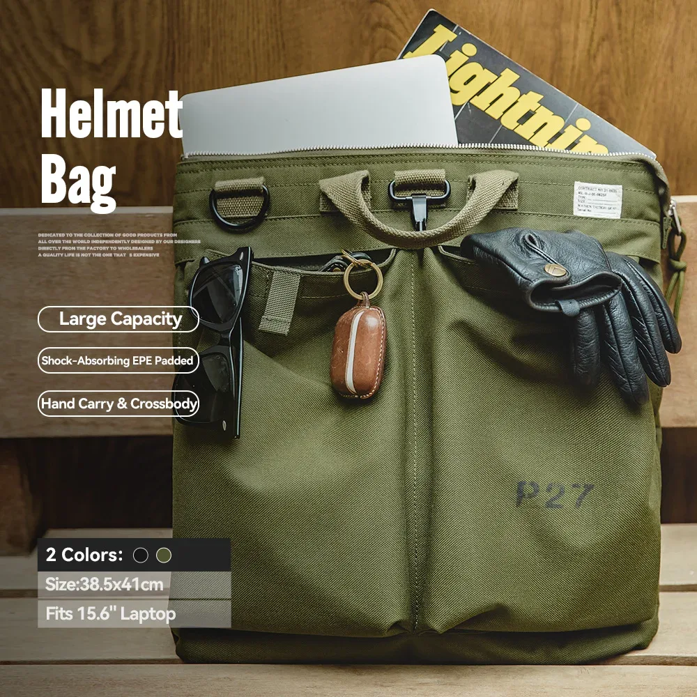 maden sac de portage de casque d'équipement tactique pour hommes, sac de voyage multi-poche, sac main et sac à dos portatif avec poches pour ordinateur et ordiphone, sac à épaule avec fermoir