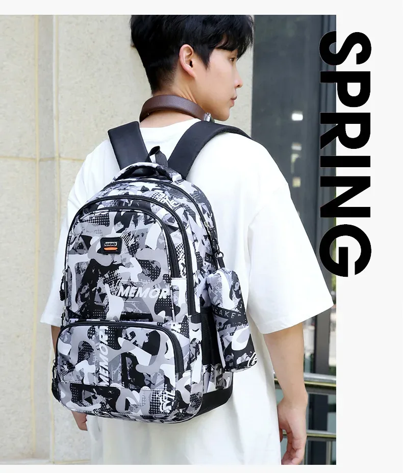 sacs à dos d'école imprimés de camouflage pour adolescents garçons et filles sac à dos de grande capacité pour hommes sac d'ordinateur sacs d'école pour étudiants