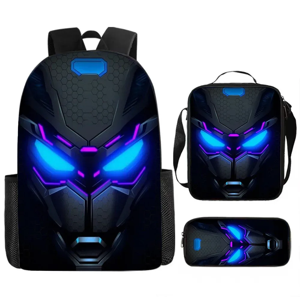 sacs d'école de luxe originaux et cool de style mécanique, imprimés en 3d, lot de 3 pièces : sac à dos pour ordinateur portable, sac à déjeuner et trousse à crayons
