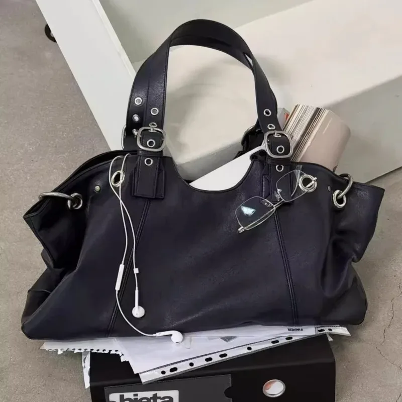sac de moto y2k cool girl pour femmes, sac fourre-tout coréen haut de gamme de grande capacité, sac à bandoulière de voyage à la mode
