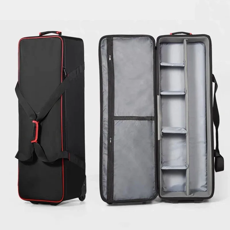 Kit d'éclairage flash de studio professionnel, valise à roulettes, équipement photographique de grande/moyenne/petite taille, sac de voyage avec roulettes