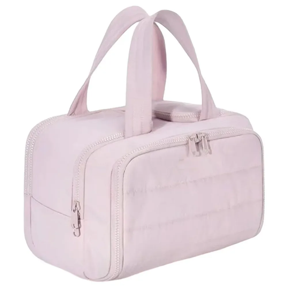 sac à main cosmétique design multi-poches, double face ouvert, poignée confortable, trousse de toilette de voyage, accès facile, séparé, sec et humide