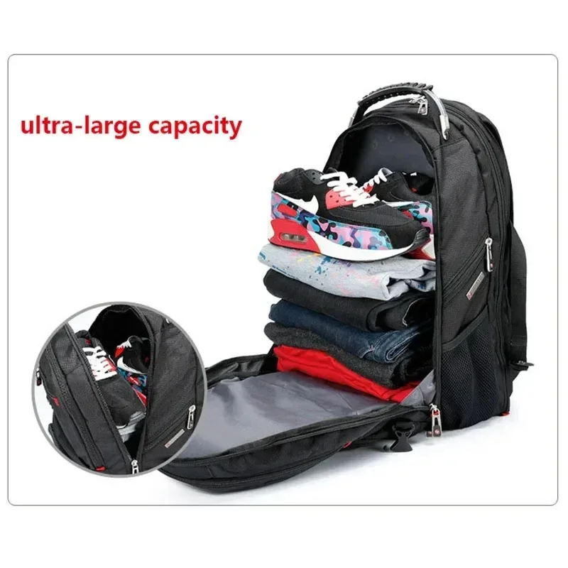 sacs multifonctionnels suisses durables, sac à dos pour ordinateur portable de 17 pouces, sac de voyage, sac à livres pour l'université, port de charge usb, résistant à l'eau