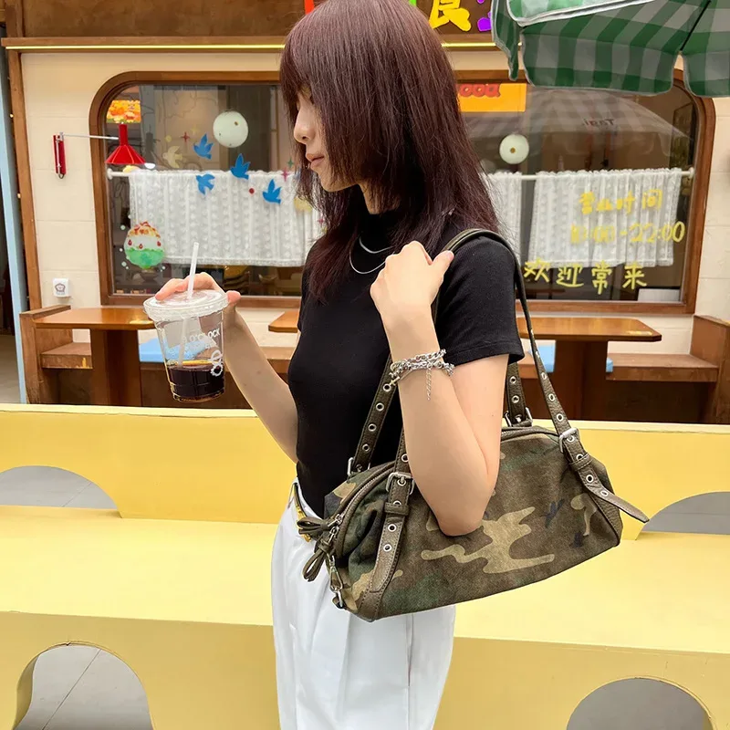 sac à main camouflage de marque pour femme, grande capacité, en toile, sac à bandoulière pour le quotidien, sac de voyage pour femme, sac de bras