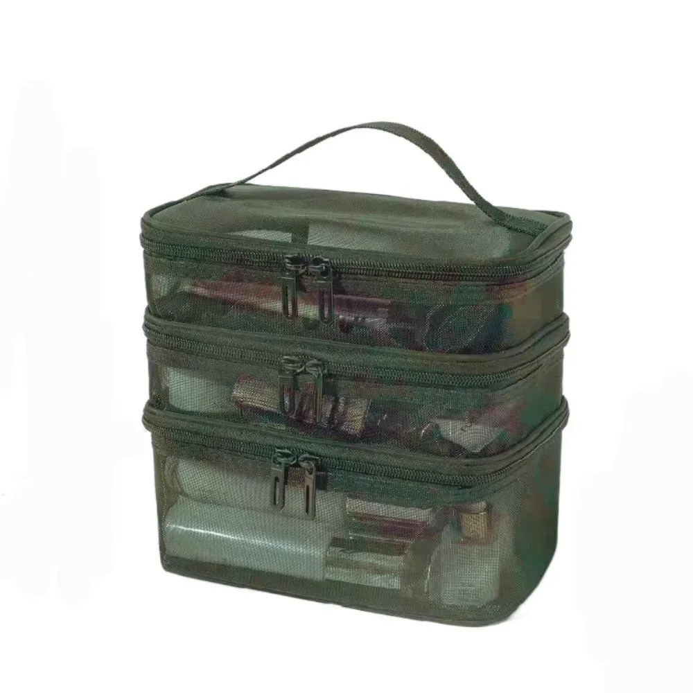 sac de voyage transparent en maille pour cosmétiques, sac de rangement à 2/3 couches, trousse de toilette de grande capacité, sac de rangement pour maquillage, gym, natation