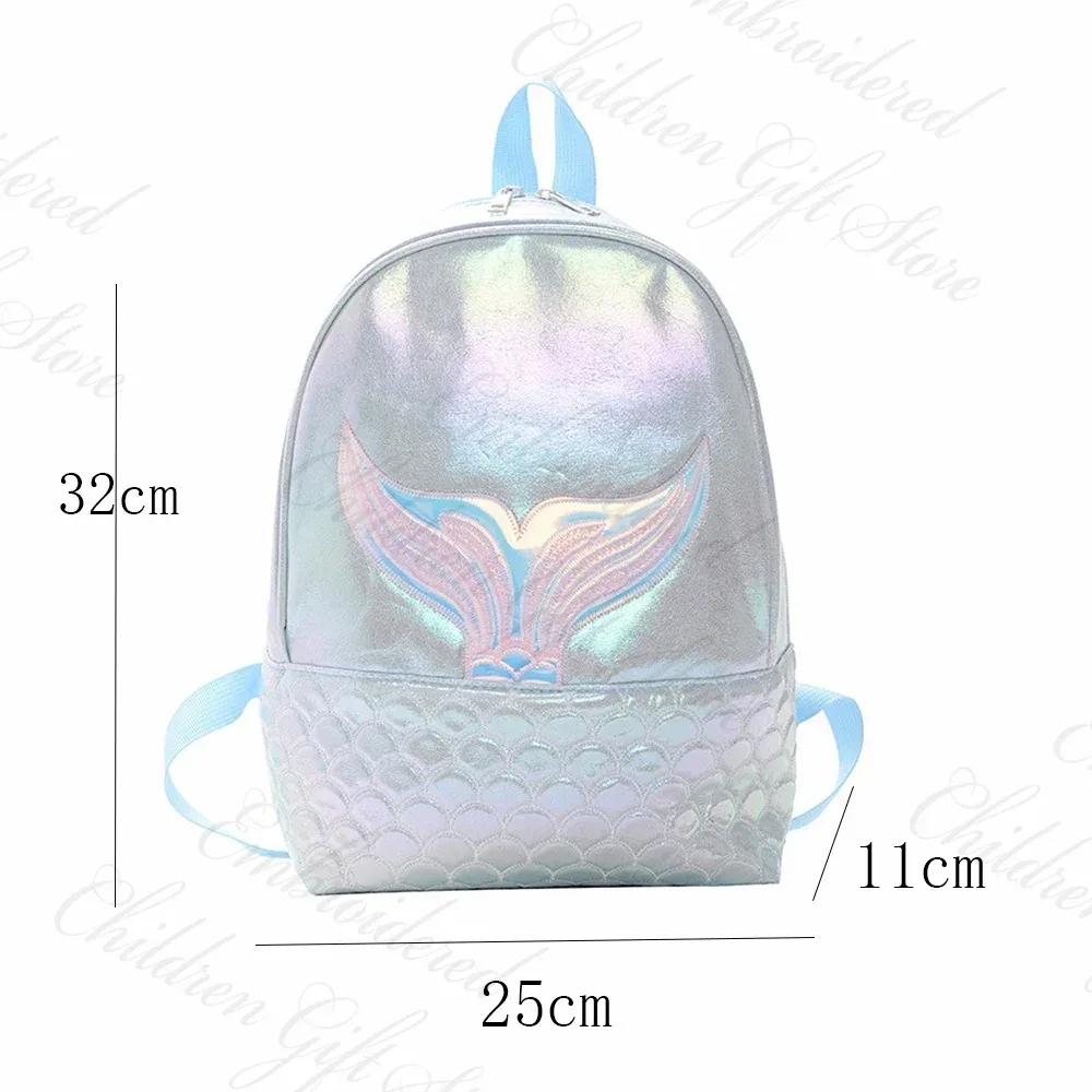 sac d'école pour fille motif sirène mignon, personnalisable avec nom, sac à dos de voyage pour collations, nom brodé, sac cadeau pour enfants