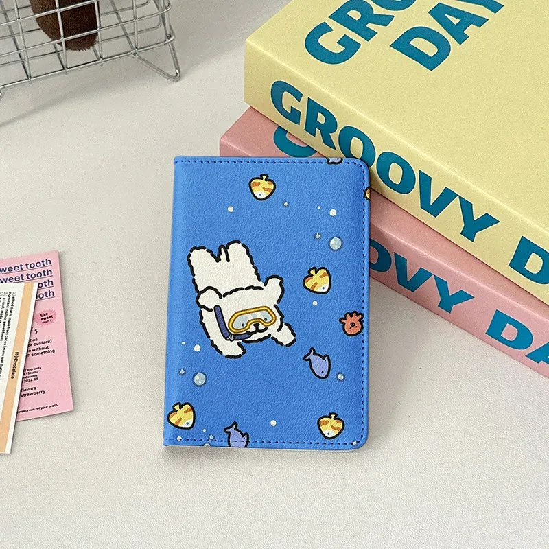 porte-passeport en forme de chien graffiti mignon, couverture de passeport pour dames, accessoires de voyage, stockage de billets portables, carte bancaire, portefeuille pour passeport