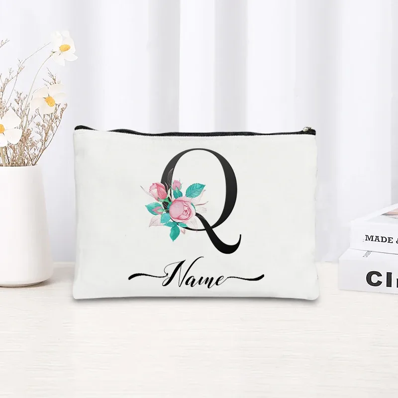 trousse de maquillage personnalisable avec nom, trousse de maquillage de voyage, trousse de maquillage pour mariage, trousse de maquillage individuelle, trousse de maquillage en toile pour fêtes, organiseur de cosmétiques, cadeaux pour femme