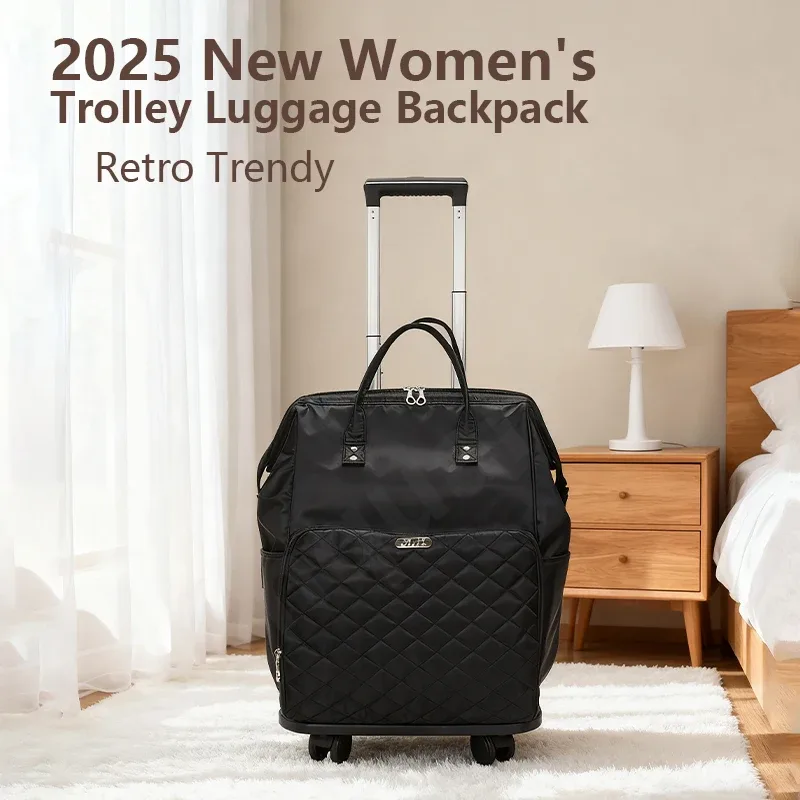 valise oxford université noire motif géométrique poignées latérales sac dos femme voyage grande capacité