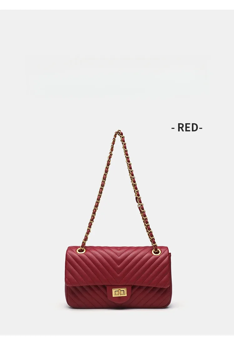 sac à bandoulière matelassé en cuir véritable chevron pour femme, idéal pour les trajets quotidiens