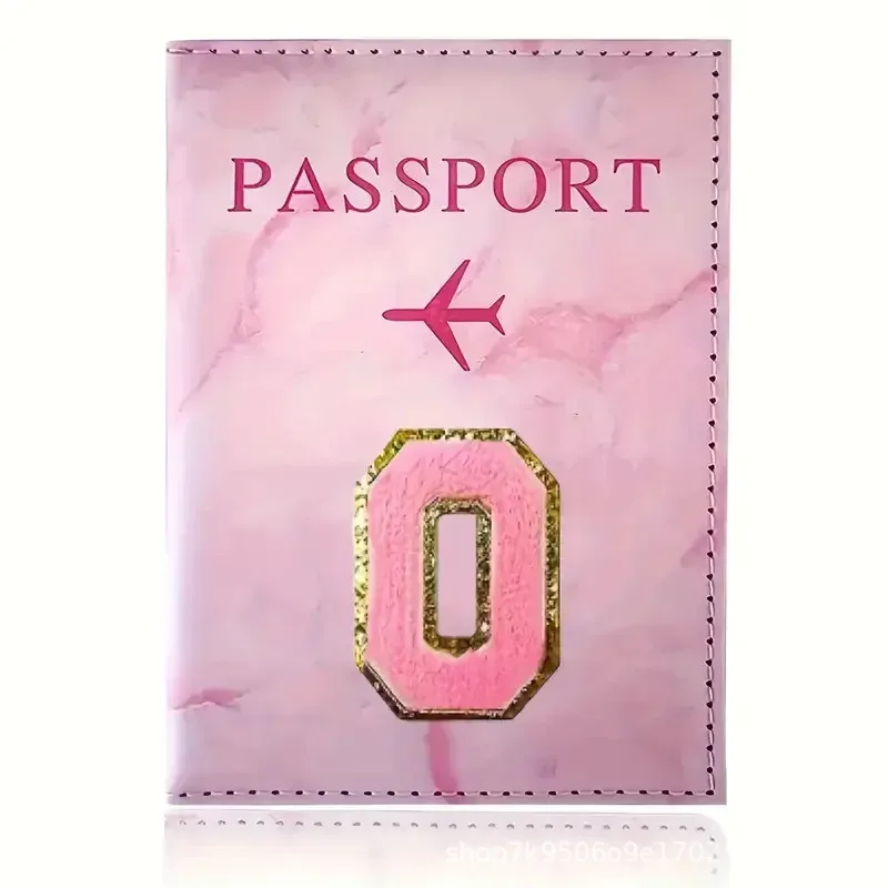 porte-passeport en cuir pu rose avec étiquette brodée, étui pour billets et cartes de crédit, accessoires de voyage
