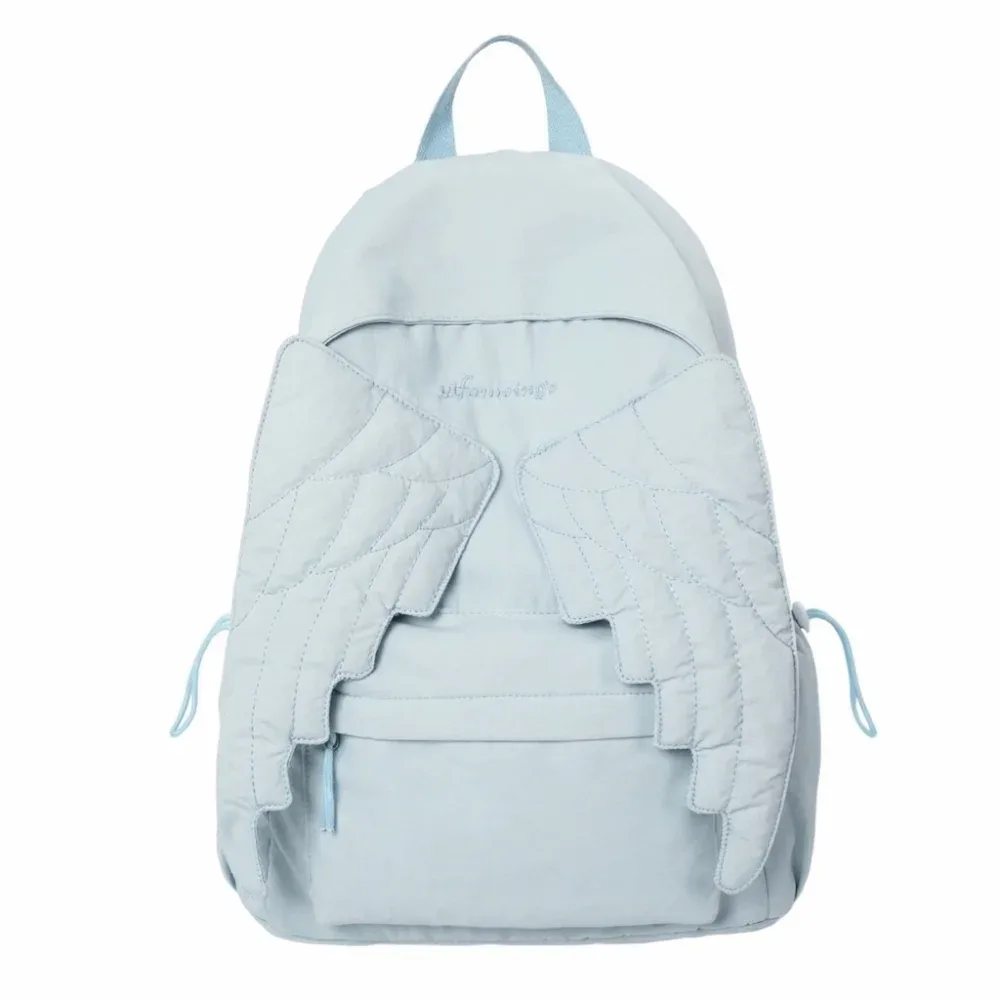 sac à dos y2k jk en nylon couleur unie avec ailes, style universitaire lolita, pour étudiants, sac d'école et de voyage