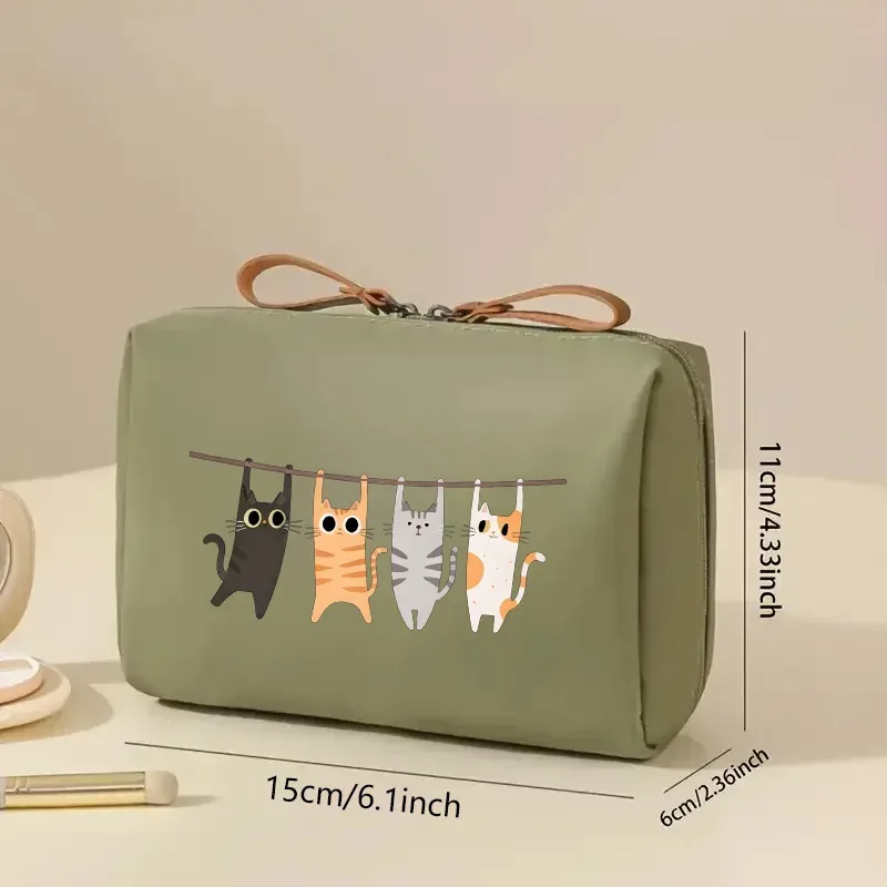 trousse de toilette de voyage charmante pour femme, organisateur de cosmétiques compact à fermeture éclair, sac de rangement portable pour maquillage, accessoires de voyage pour bagages