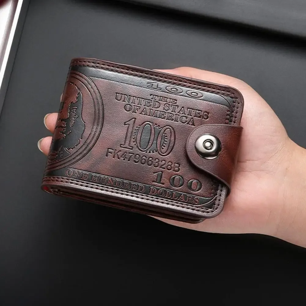 portefeuilles pour hommes avec loquet à motif de 100 dollars américains portefeuille en cuir pour hommes avec porte-carte à fermeture éclair porte-monnaie de poche cartera hombre