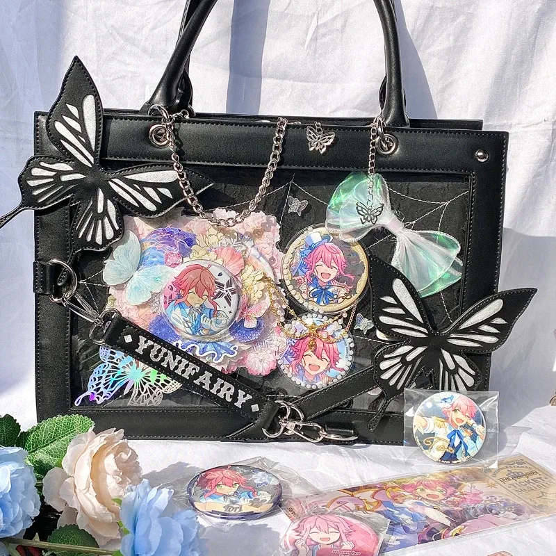 y2k-sac à main transparent en toile d'araignée avec lettres, lolita, gothique, vintage, à la mode