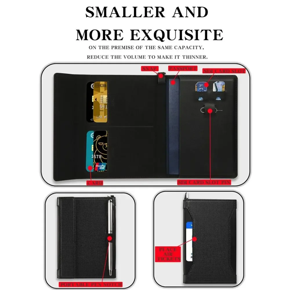nouveau porte-passeport de couleur unie, blocage rfid, fente pour billet, clip, housse de protection, sac pour cartes de voyage en cuir