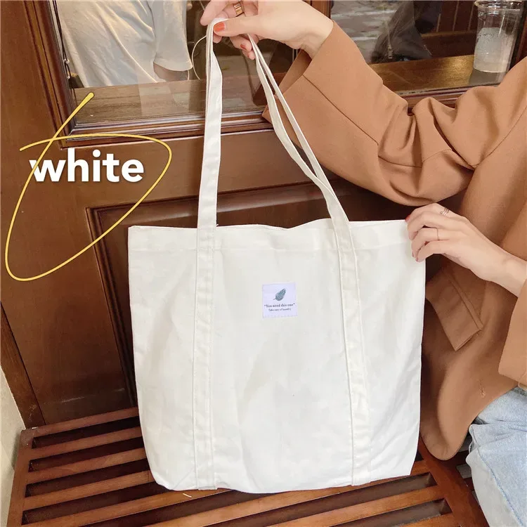 sac à bandoulière en toile de coton pour femmes, sac à main simple en tissu écologique, fourre-tout solide pour livres scolaires, sacs de shopping portables pour filles