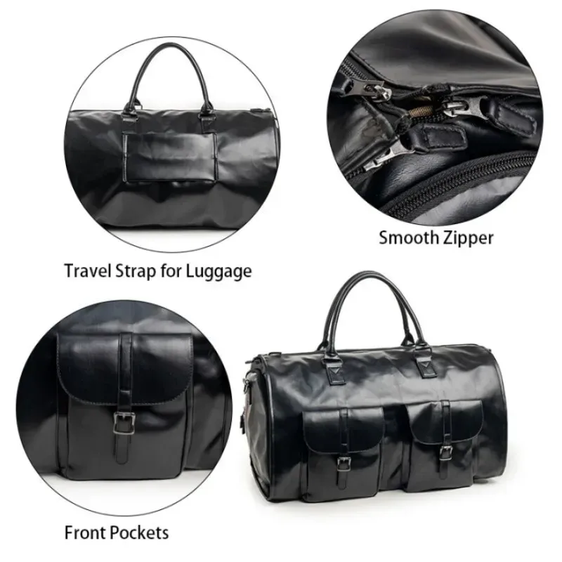 sac à bandoulière multifonction en cuir pu pour homme, imperméable, pour voyage d'affaires, grande capacité, pliable, pour vêtements, 2025
