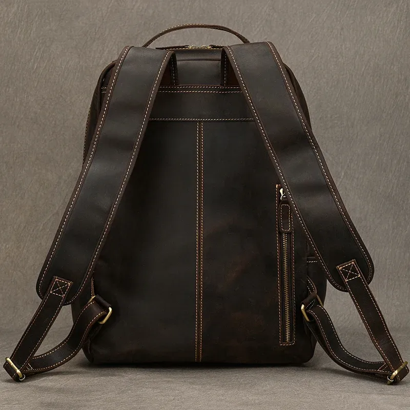 2025 nouveauté sac à dos en cuir ordinateur sac à dos 15.6 pouces pochette d'ordinateur pour hommes sacs de voyage vintage sac à dos d'affaires hommes
