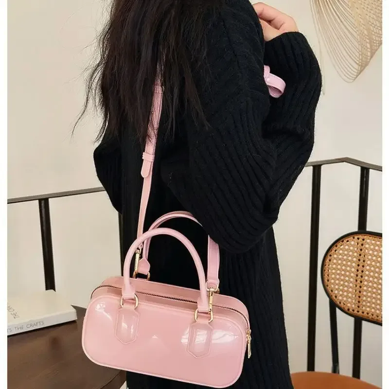 sac à main hobos en gelée de couleur unie, sac à bandoulière décontracté résistant à la saleté, sacoche à bandoulière étanche en pvc, sac de rangement de cosmétiques