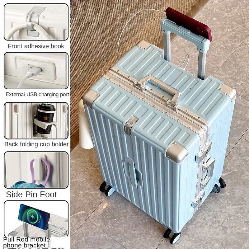 valise de grande capacité 30 pouces, robuste et durable, en abs+pc, bagage à roulettes avec cadre en aluminium, valise cabine 20 pouces, boîte de cabine.