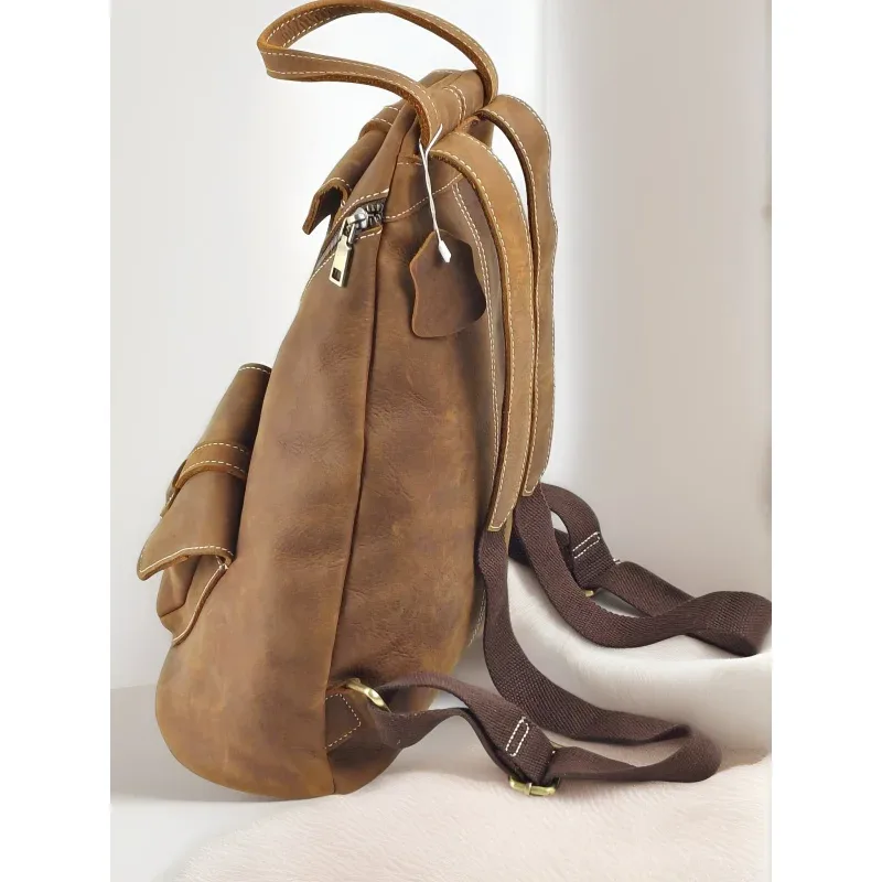nouveau sac à dos décontracté en cuir de vache pour hommes, sac à dos vintage de grande capacité pour alpiniste, sac de voyage pour hommes
