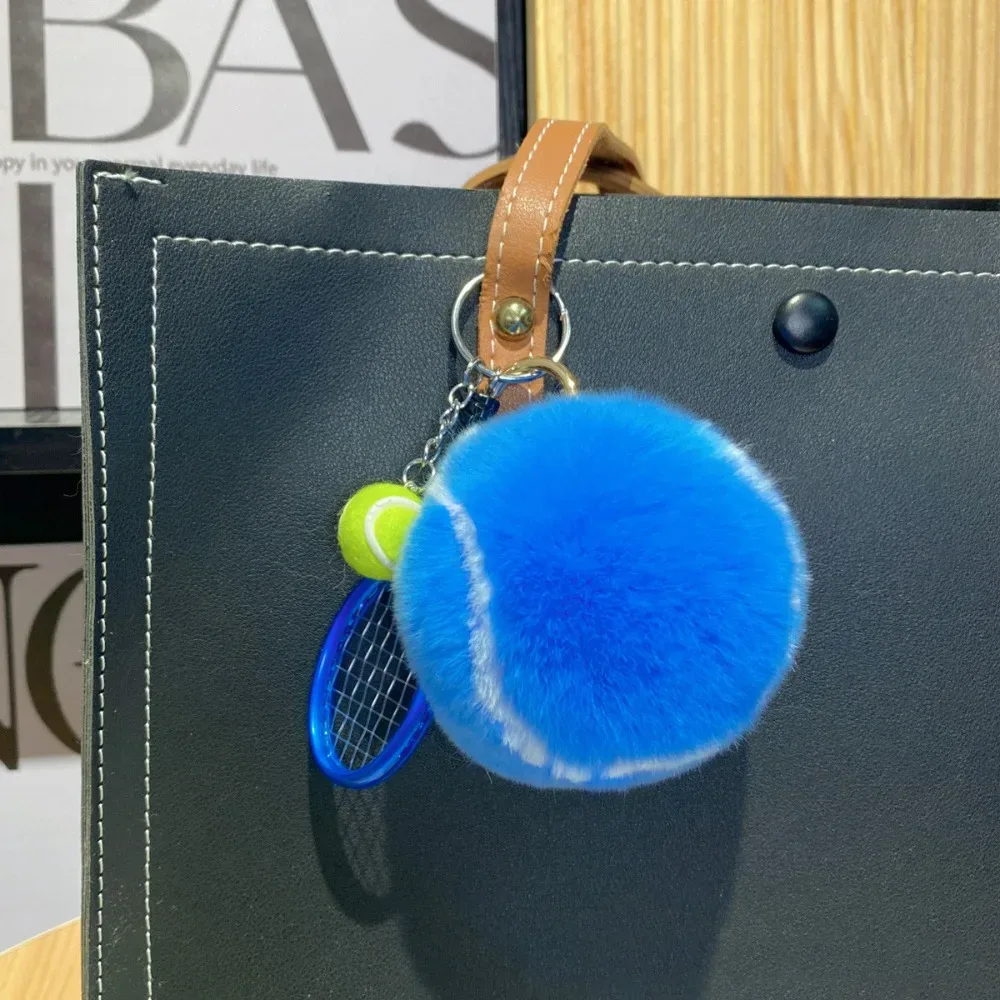 porte-clés de tennis créatif et mignon, accessoires pour clés, pendentif de sac à dos en forme de balle de dessin animé, porte-clés en fourrure de tennis souple diy, cadeau pour fille