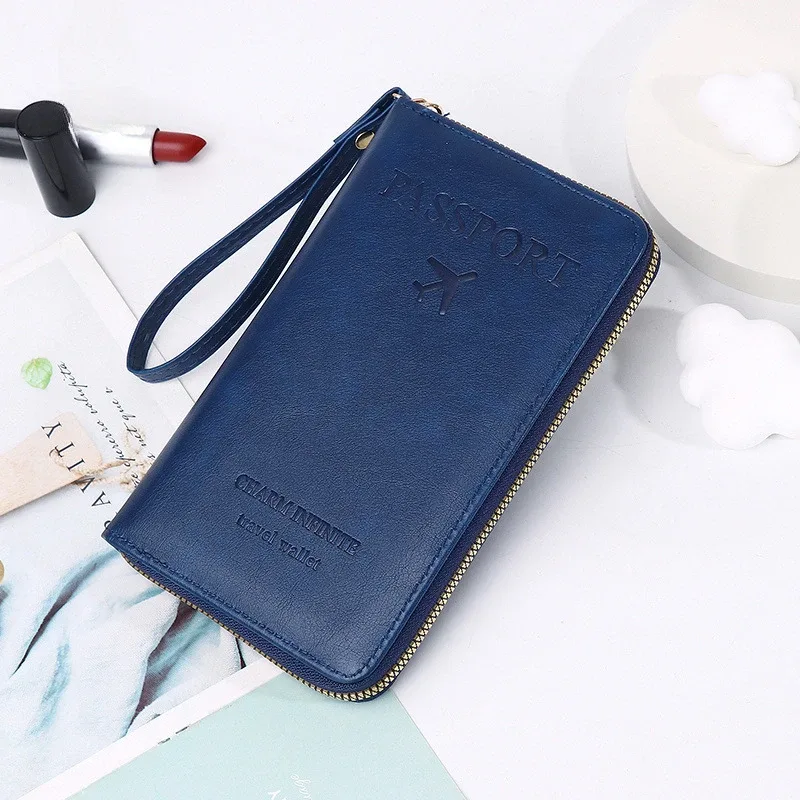 porte-passeport multifonction unisexe pour hommes et femmes, fermeture éclair, étui portefeuille en cuir pu, protection pour billets, accessoires de voyage