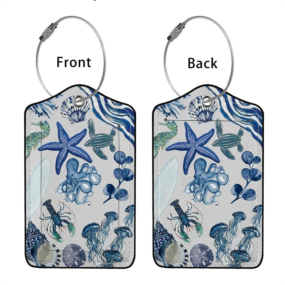 vente flash étiquette de bagage en cuir avec animaux mignons, étiquette d'adresse pour valise, étiquette d'embarquement pour bagage, clip d'identification avec nom et adresse