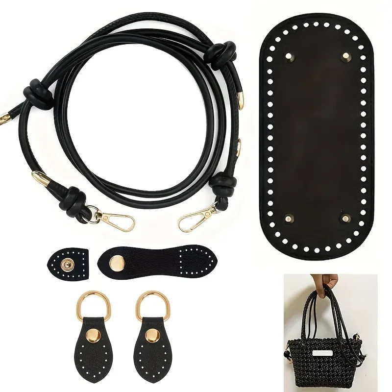ensemble de fabrication de sacs au crochet en 4 parties |     boucle réglable en similicuir, boucle de base et boucle en forme de gourde, sac à bandoulière tendance en similicuir, matériaux artisanaux faits main, faciles à réaliser, accessoires de sac diy, matériaux pour la fabrication de portefeuilles, fabrication de portefeuilles diy.