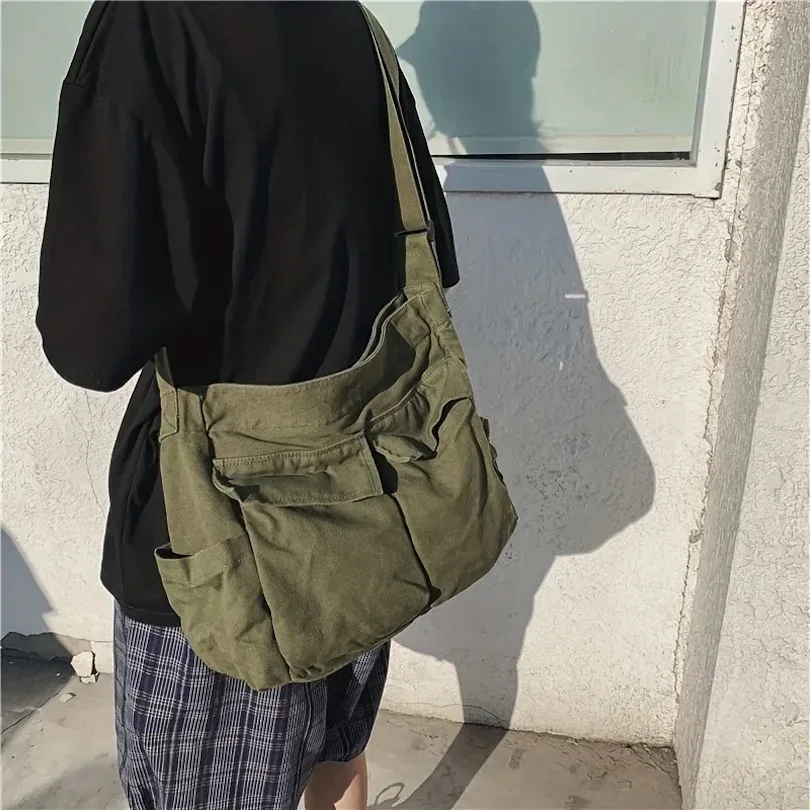 sac à bandoulière en toile pour vêtements de travail, sacoche rétro de grande capacité, nouvelle classe d'étudiant