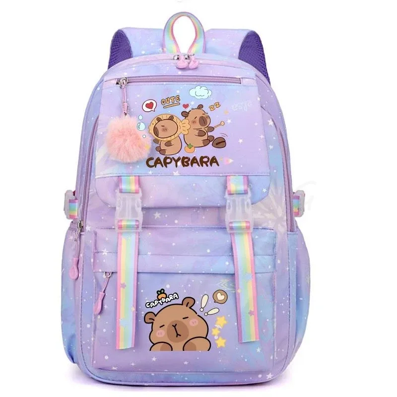 sac à dos de grande capacité imprimé capybara, sac à dos léger et mignon, cartable de dessin animé, sac à dos de voyage décontracté pour fille