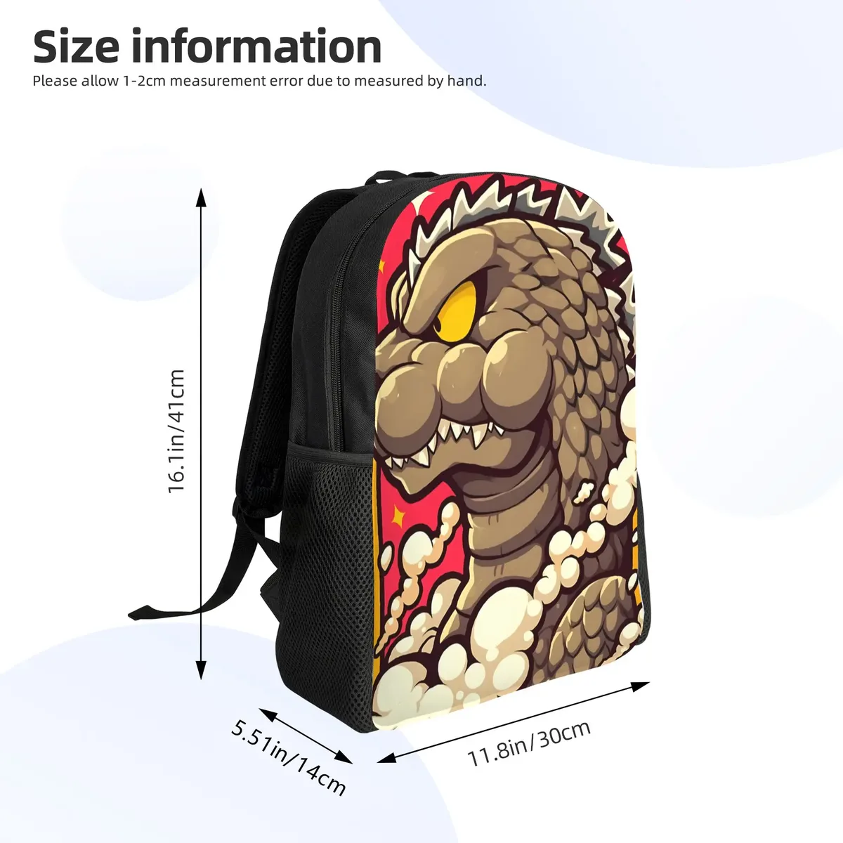sac à dos godzilla pour hommes et femmes, sac à dos pour adultes, dessin animé, nouvelle année scolaire, 1 pièce