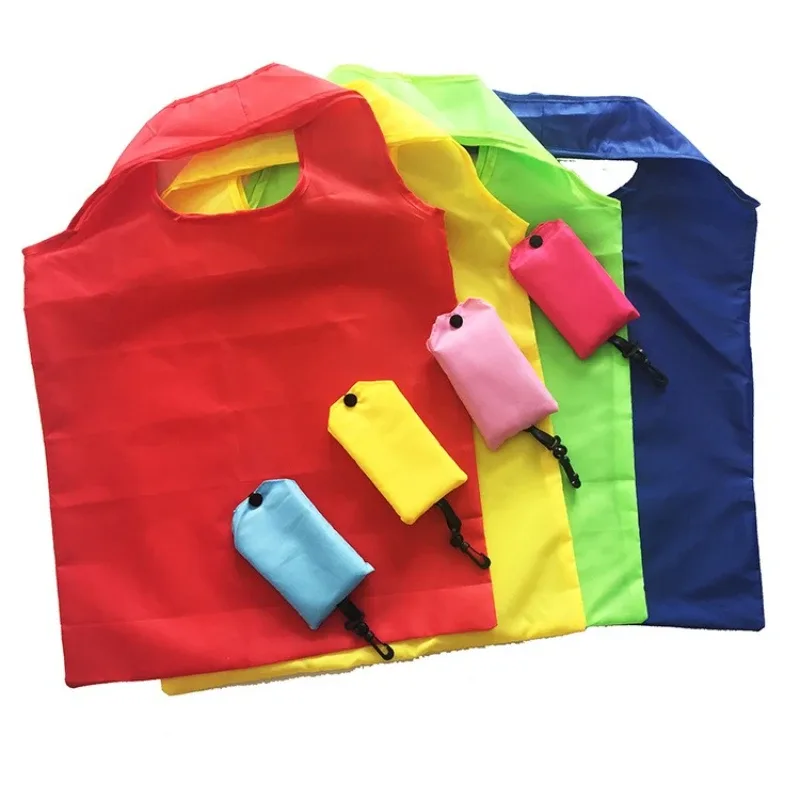 sac de courses réutilisable pour femmes et hommes, sac d'épicerie pliable en nylon, sac fourre-tout écologique, sacs à main de couleur unie