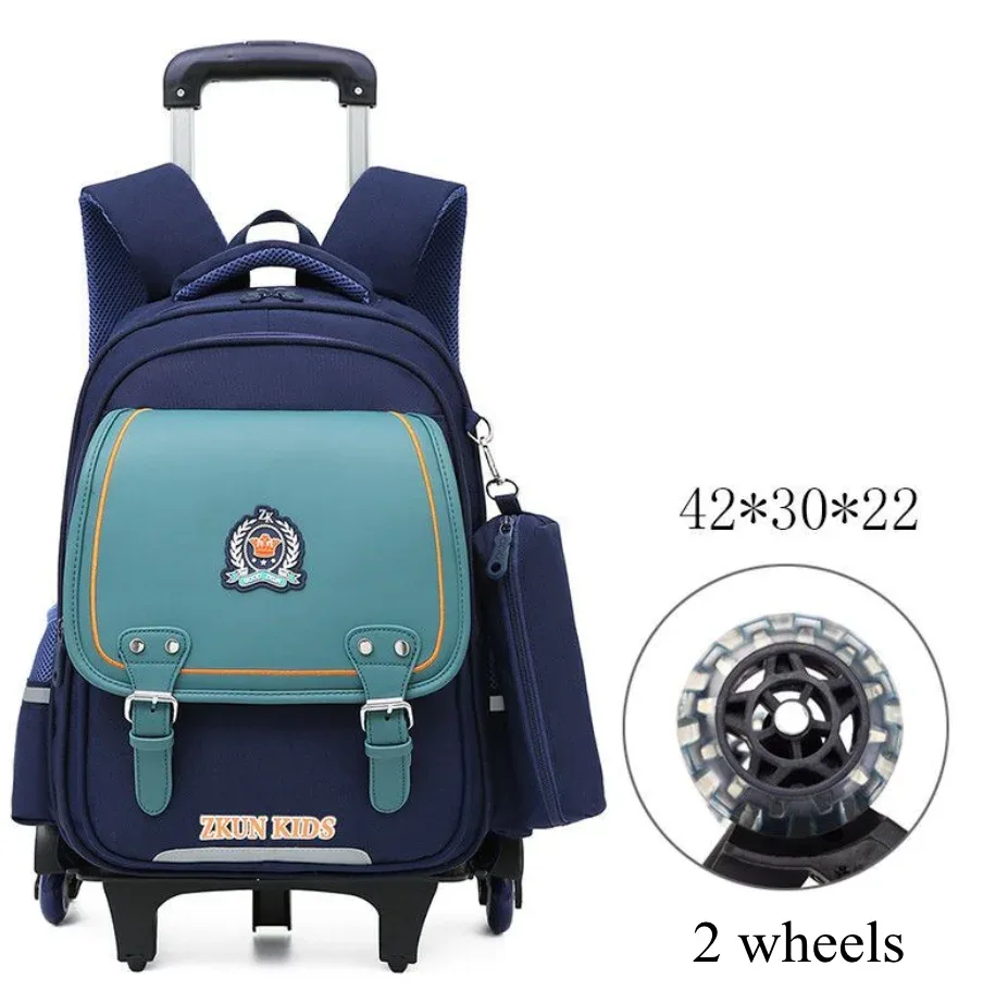 sac à dos d'école à roulettes pour garçons, sac à roulettes à 2 et 6 roues pour enfants, sac à roulettes étanche en pu pour filles