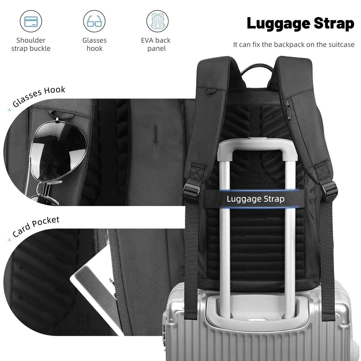 sac à dos pour ordinateur portable hk slim 15,6 pouces pour hommes, sac à dos d'affaires léger, antivol, étanche, sac de voyage pour l'école, sac pour hommes avec port usb