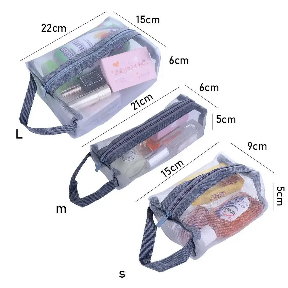 sac à cosmétiques transparent en maille, sac de rangement pour soins de la peau, sac à main de voyage portable, sac de lavage étudiant, sac de papeterie