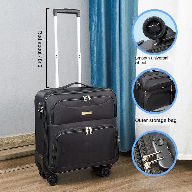 16 18 pouces oxford tissu bagages petite valise légère mot de passe embarquement valise de voyage roue universelle mini boîte en cuir, maleta viaje cabina
